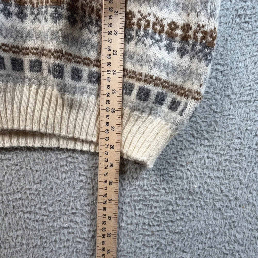 Chaska Wasi Mens Alpaca Wool Hand Knit Fair Isle Sweater Peru L Boho Cottagecore